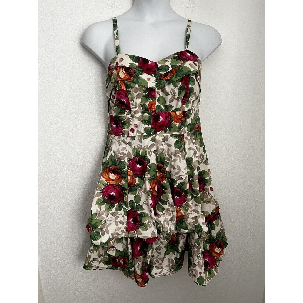 TORRID Size 12 Vintage  Floral Fit Flare Dress Roses Retro Pin Up Rockabilly